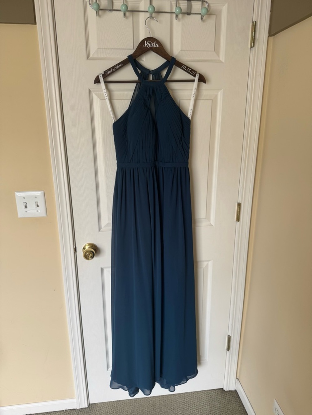 Azazie Teal Halter Maxi Bridesmaid Dress